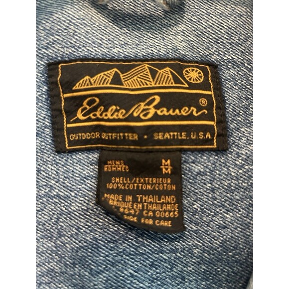 VTG Eddie Bauer Jacket Mens Medium Denim Medium Wash Pockets Jean Trucker Casual - Picture 4 of 12